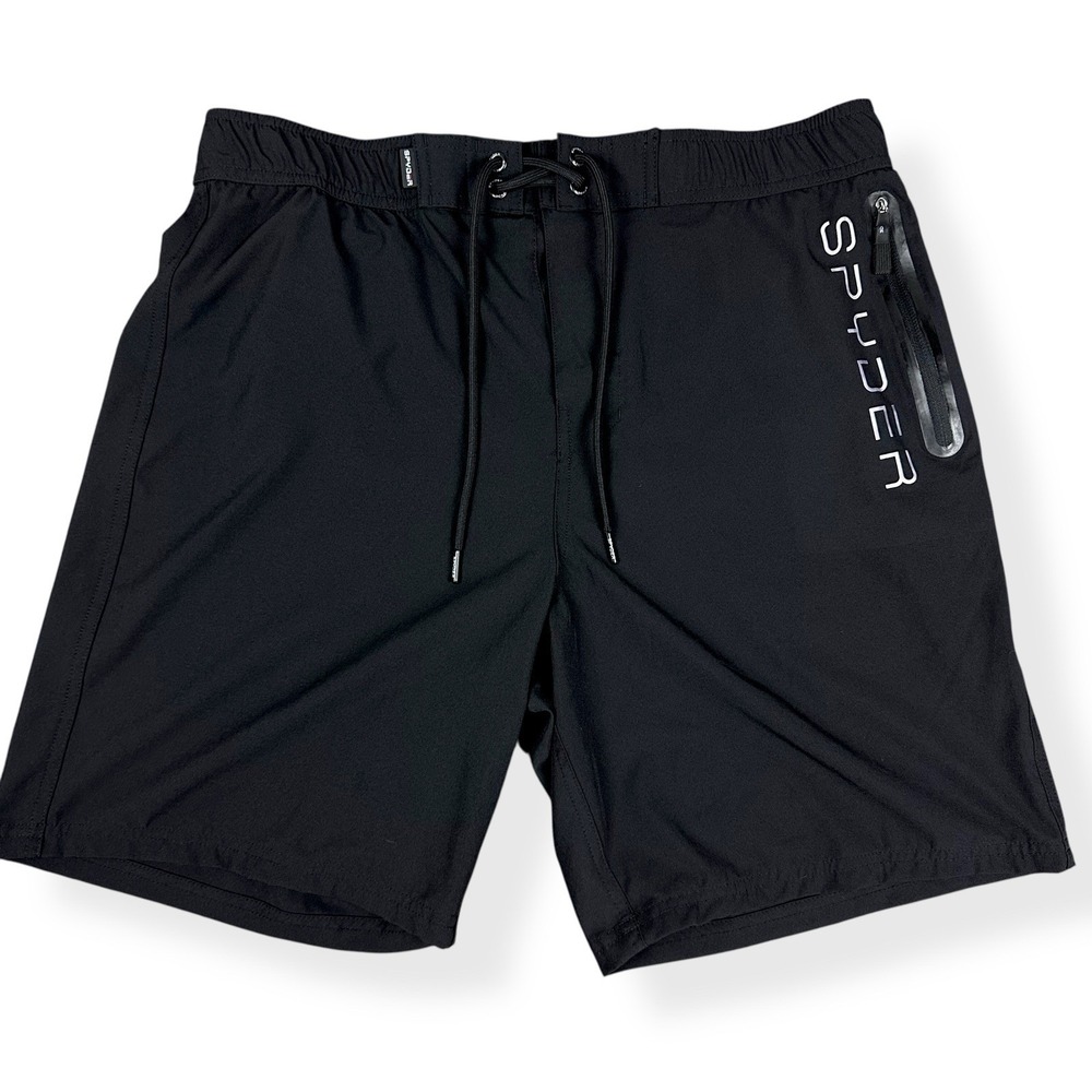 Spyder Men's Standard 9" Solid Hybrid‎ Board Swim Shorts Black XXL Drawstrings
